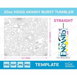 Encanto Burst Tumbler Template, Seamless Design | 20oz Straight Skinny Tumbler | Cut File SVG PNG DXF jpg | Sublimation