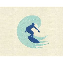 Mini machine embroidery design surfing