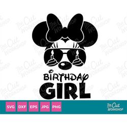Mouse Birthday Girl Aviators Sunglasses Glasses Ears | SVG Clipart Digital Download Sublimation Cricut Cut File Png Dxf