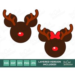Reindeer Christmas Mouse Ears | SVG Clipart Images Digital Download Sublimation Cricut Cut File Png Dxf Jpg