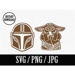 Gingerbread Mandalorian Grogu | Star Wars  baby Yoda | layered SVG Png Jpg | Instant File Download