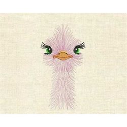 Machine embroidery designs lady ostrich birds