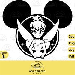 Tinker Bell Peter Pan Vector Clip art Files, Minnie, Mouse, Head, Icon, Ears, Digital, Download, Tshirt, Cut File, SVG,