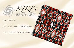 Lighter cover pattern Peyote Pattern, bead pattern for BIC MAXI LIGHTER cover Diamonds peyote beading pattern in PDF