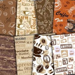 16 Coffee Digital Papers,Coffee Paper, Digital Coffee Paper, Coffee Scrapbook Paper, Printable, Commercial Use