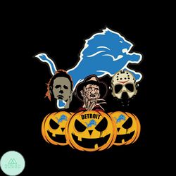 Halloween Horror Movie Pumpkin Svg, Jason Voorhees And Freddy Krueger Svg, Detroit Lions