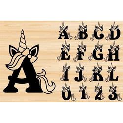 Unicorn Alphabet Letter Laser Cut a to Z, cut pattern, digital file, ,laser cut file,instant downloadpng file,laser cut