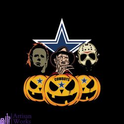 Halloween Horror Movie Pumpkin Svg, Jason Voorhees And Freddy Krueger Svg, Dallas Cowboys