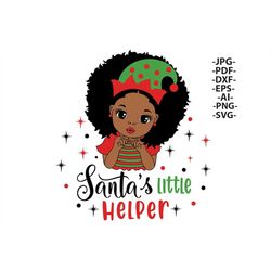 Peekaboo Christmas, Santas Little Helper, Christmas Girl Svg, Peekaboo Girl, Little Cute Girl Svg, Black Girl, Svg Cut F