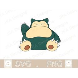 snorlax svg & png, pokemon svg  - cricut cut file