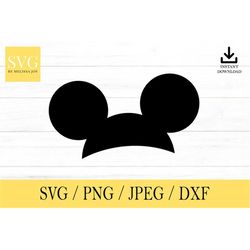 mouseketeer hat svg, mouse ears, mouse hat, svg, png, dxf, jpeg, digital download, cut file, cricut, silhouette, glowfor
