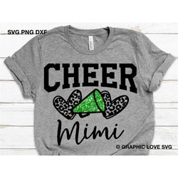 Cheerleader Mimi Svg, Leopard Glitter Cheer Mimi Svg, Leopard Heart Svg, Football, Cheer Family Shirts Svg, Cheer Mimi S