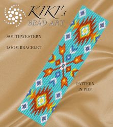 Bead loom pattern Southwestern ethnic inspired LOOM bracelet pattern design in PDF instant download