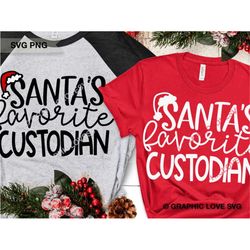 Funny Christmas Custodian Svg, Santa's Favorite Custodian Svg, Fun Gift for Custodian Shirt Iron On Png, Santa's Favorit