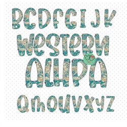 Western Leopard print alpha set, Doodle letters,Sublimation alpha set, 300dpi, Individual PNG,