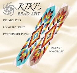 Bead loom pattern Ethnic lines ethnic inspired LOOM bracelet pattern design in PDF instant download