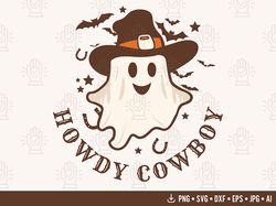 Western Ghost Svg, Funny Halloween Cowboy Shirt Graphic