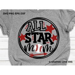 baseball mom svg, all stars mom png, baseball mom png, all star mom svg, baseball mom iron on png, love baseball cricut