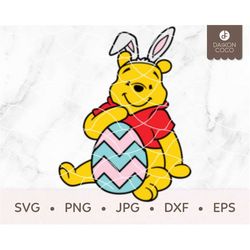 Winnie the Pooh Easter Egg, Winnie Pooh Bunny SVG, svg png jpg dxf eps Cricut Silhouette Cutting Files