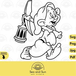 Dopey Svg Clip art Files, Snow White and Seven Dwarfs, Icon, Disneyland Ears, Digital, Download, Tshirt, Cut File, SVG,