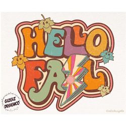 Retro Hello Fall PNG, Pumpkin Season, Sublimation Design Download, Retro Fall PNG, Autumn Hello Fall Vibes, Thanksgiving