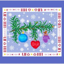 CHRISTMAS SAMPLER PEACE LOVE JOY Cross stitch pattern PDF by CrossStitchingForFun, Instant Download
