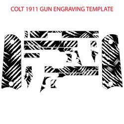 Colt 1911 handgun full vintage zombie's scratch pattern svg laser Engraving, cnc cutting vector file