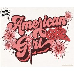 Retro American Girl Png Sublimation Design Download, 4th of July png, Independence Day png, Patriotic png, USA png, Coun