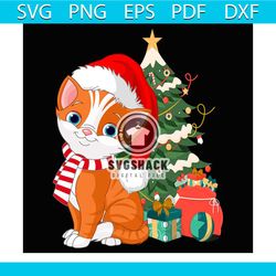 cute cat with santa hat christmas svg, christmas svg, cute cat svg