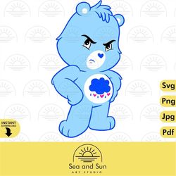 Grumpy Bear Svg Clip art Files, Care Bears Head, Disneyland Ears, Digital, Download, Tshirt, Cut File, SVG, Iron on Tran
