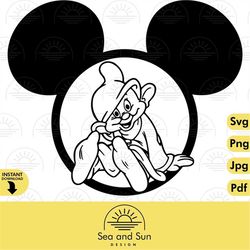 Dopey Dwarf Svg Clip art Files, Snow White and Seven Dwarfs, Icon, Disneyland Ears, Digital, Download, Tshirt, Cut File,