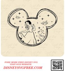 Snow White Princess SVG, Mouse Head SVG, Disneyy Princess SVG, Customize Gift Svg, Vinyl Cut File, Svg, Pdf, Jpg, Png Pr