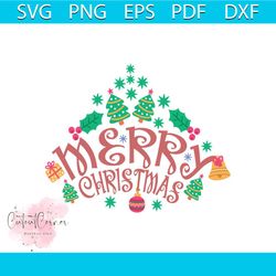 Merry Christmas And Pine Tree Svg, Christmas Svg, Merry Christmas Svg