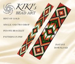 Peyote bracelet pattern Native American headband inspired Hint of gold peyote bracelet pattern PDF instant download