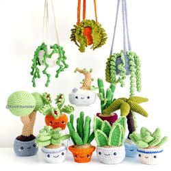 12 Crochet Potted Plant Patterns! EBOOK PDF Amigurumi Crochet Patterns Beginner Easy Simple Basic Tree Succulent Bonsai
