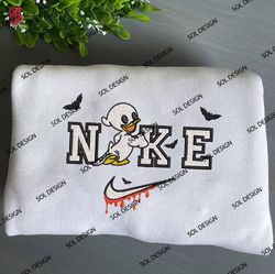 Nike Louie Duck Halloween Embroidered Crewneck, Halloween Embroidered Sweater, Cute Disney Duck Hoodie