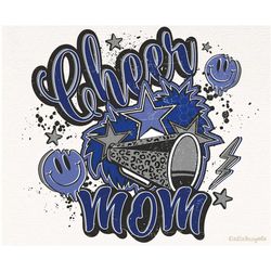 Cheer Mom Leopard Navy Blue Png Designs, Football Mama Png, Cheerleader Mom Png, Team Spirit, Game Day Png, Sublimation