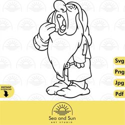 Sleepy Svg Clip art Files, Snow White and Seven Dwarfs, Icon, Disneyland Ears, Digital, Download, Tshirt, Cut File, SVG,