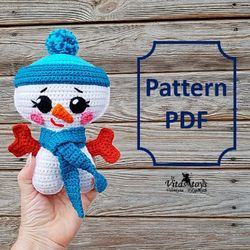 Winter crochet toy Snowman rag doll amigurumi pattern