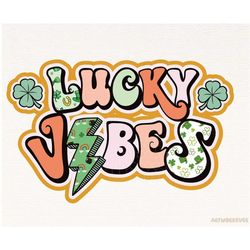 Lucky Vibes St. Patrick's Day png, Digital Download, Retro St. Patricks png, Trendy St Patrick png, Retro png, Sublimati