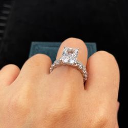 3Pcs of Zircon Style Gemstone Rings| Women's Rhodium Plated RingSet | Cubic Zirconia Stones- 14K