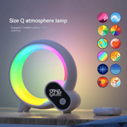 Creative Q Light Analog Sunrise Digital Display Alarm Clock Bluetooth Audio Intelligent Wakeup Colorful Atmosphere Light