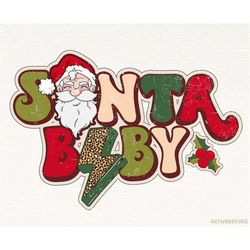 Santa Baby Leopard Lightning Bolt Png, Christmas png, Santa Png, Retro Christmas Sublimation Shirt Design digital clipar