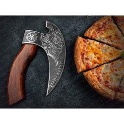 Pizza Axe Cutter Viking Handmade Steel Custom Carbon Hatchet Tomahawk, Gift item