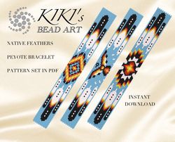 Peyote bracelet pattern Native feathers peyote bracelet pattern set bead designs in PDF - instant download