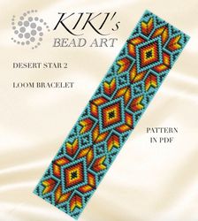 Bead loom pattern Desert star 2 ethnic inspired LOOM bracelet pattern design in PDF instant download