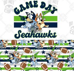 Game Day Football Bluey Seamless and matching coordinate png Seahawks