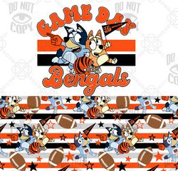Game Day Football Bluey clipart Bengals png Biggest Fan seamless matching set