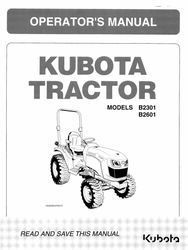 B2301 B2601 6C540-6311 Tractor Operator Manual Kubota