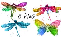 Watercolor Butterflies Clipart Bundle - watercolor butterflies magical and floral 8 PNG format instant digital download